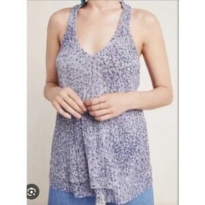 Anthropologie Relaxed Sparkly Purple and Silver Sleeveless Tank Top